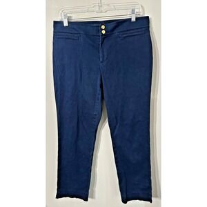 LRL Ralph Lauren Slim Blue Pants Size 10 Mid Rise Gold Buttons Career Casual‎